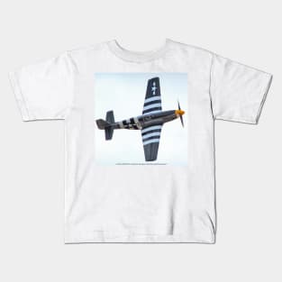 P-51B Mustang With Invasion Stripes Kids T-Shirt